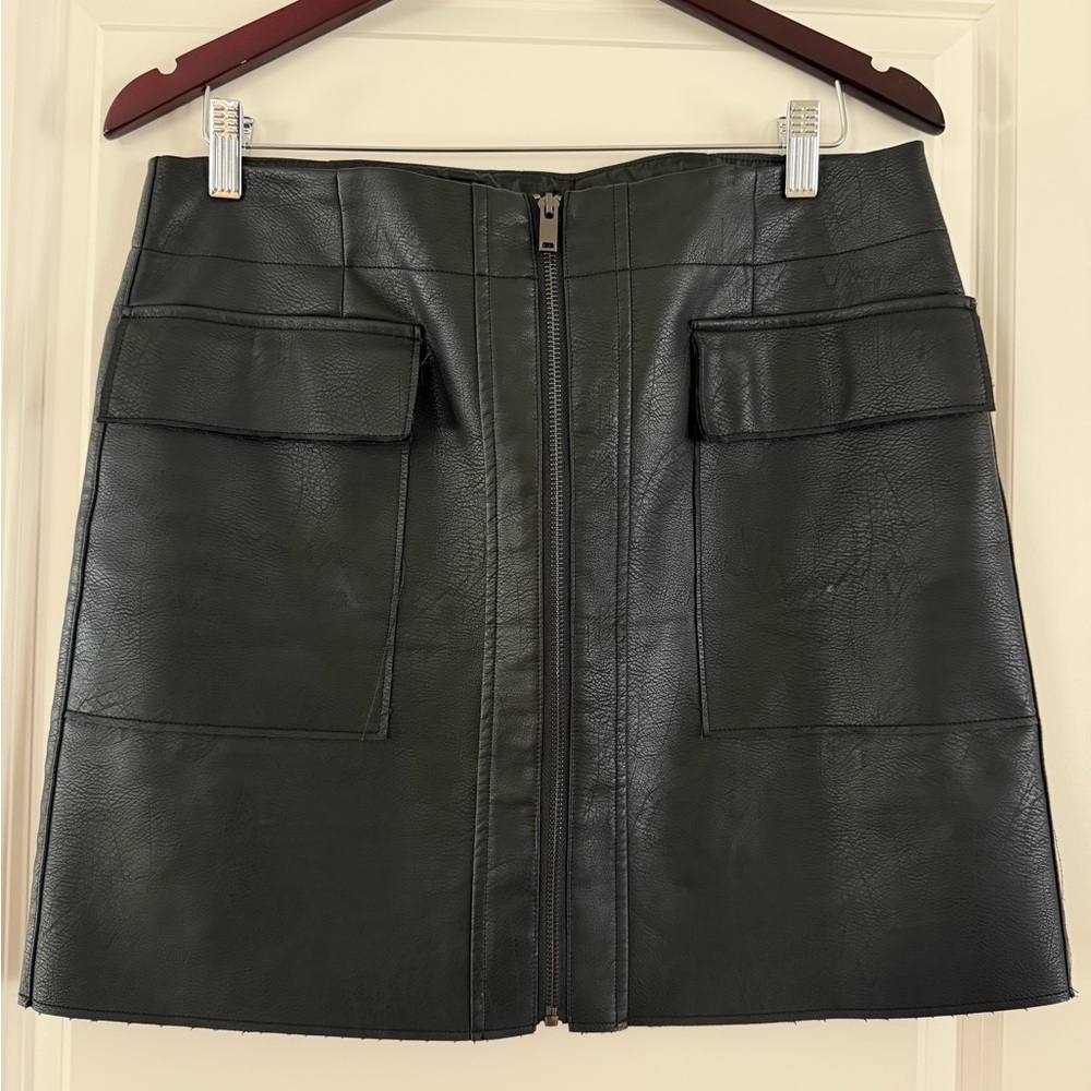 Chico's Dark Leather Mini Skirt